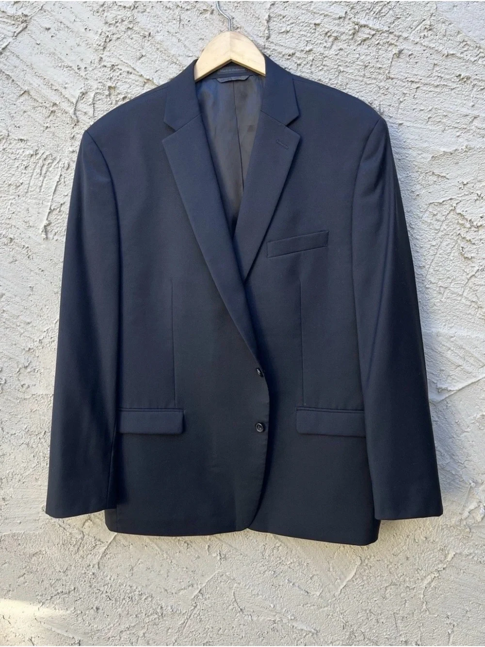 Lauren Ralph Lauren Mens 48L 100% Wool Blazer Jacket Black Stretch